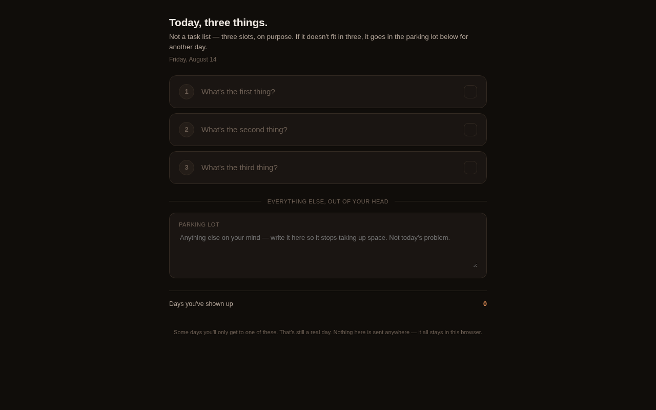 Screenshot of the Daily Focus tool