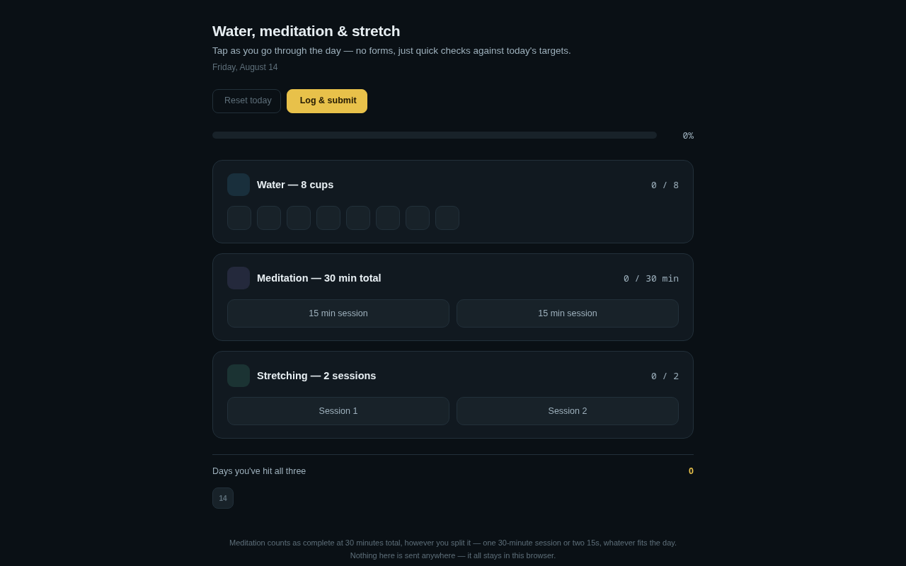 Screenshot of the Wellness Tracker tool